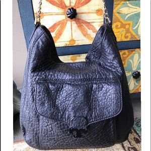 Tory Burch Lambskin Sammy Hobo Handbag Black Purse